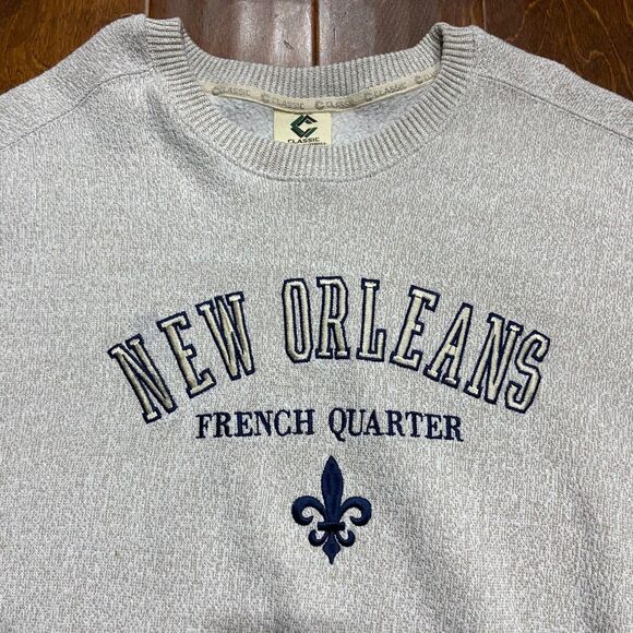 Classic Vintage Y2K New Orleans French Quarter Crewneck Sweatshirt Gray Mens 2XL - Picture 2 of 8